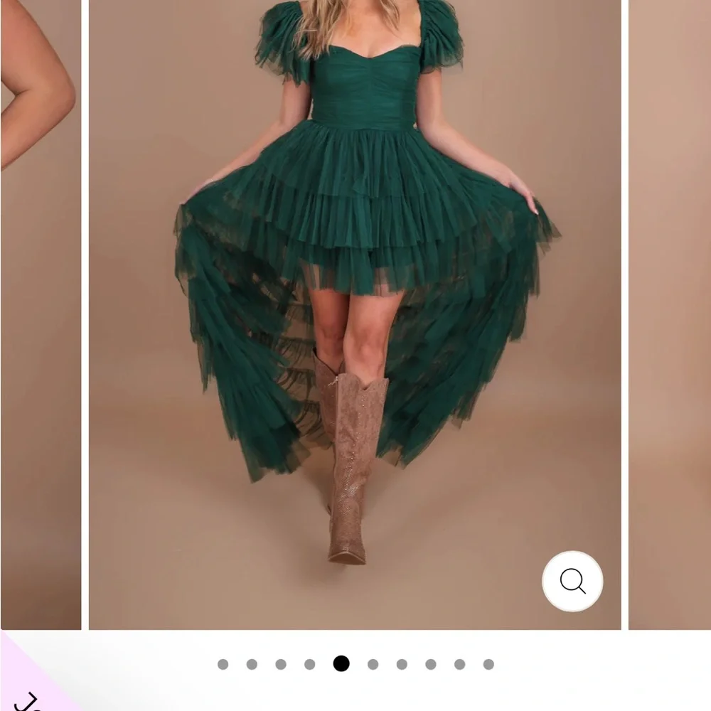 Ruffled Tiered Sage Dress - Picture 3 of 11